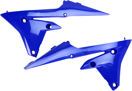 Blue Acerbis radiator shrouds for motorcycle lower body panels, designed for durability and style.
