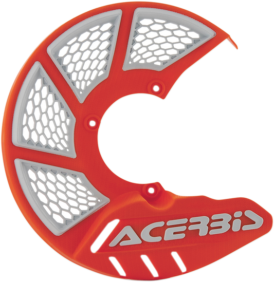 Acerbis Mini X-Brake Disc Cover in orange and white, designed for motorcycle brake protection, featuring a durable body and vibrant color.