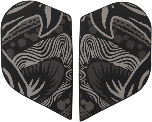 Black ICON Alliance™ Side Plates in Oro Boros finish for helmets, designed as helmet parts by Bill's Exhausts.