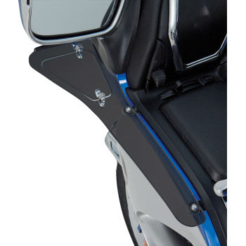 Bill's Exhausts SHOW CHROME Upper Wind Deflectors for Honda GL 1800 motorcycle, showcasing chrome finish and aerodynamic design.