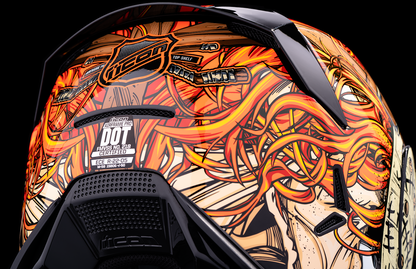 Red ICON Airframe Pro™ helmet in large size with Topshelf design, featuring sleek aerodynamic shape and clear visor.