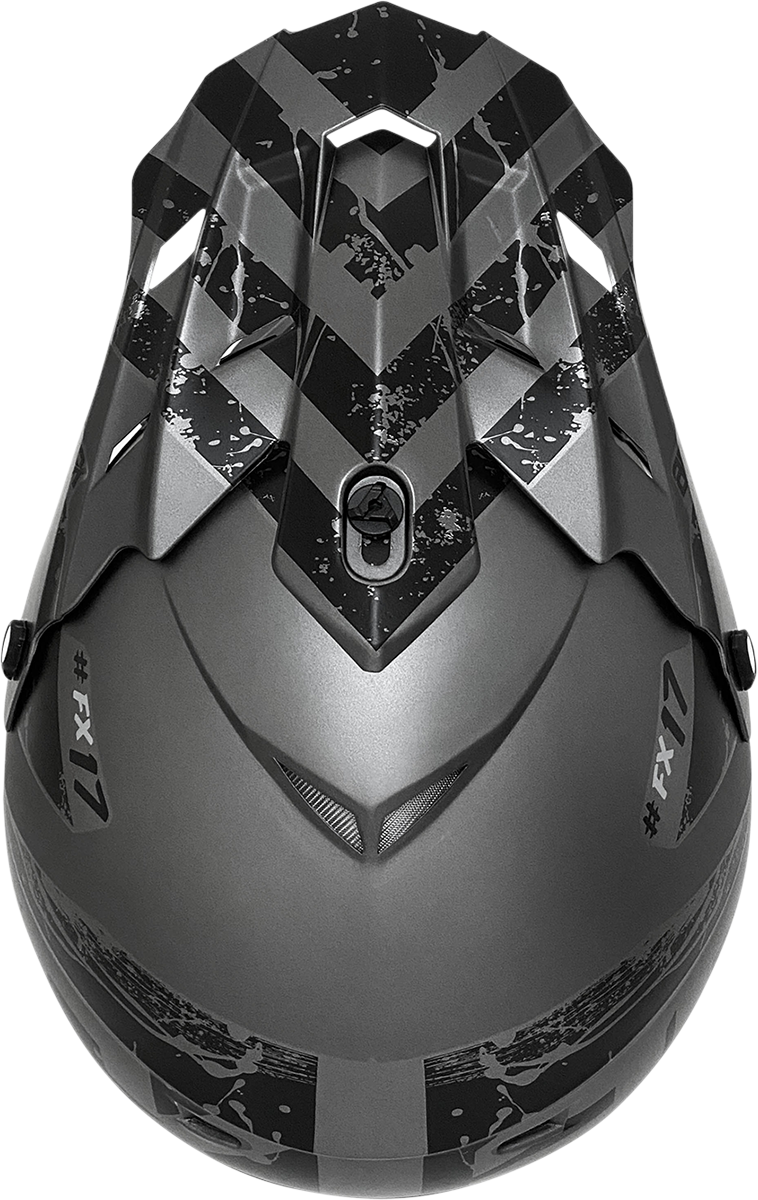 Bill's Exhausts AFX FX-17 motorcycle helmet in frost gray and matte black, medium size, with sleek aerodynamic design.