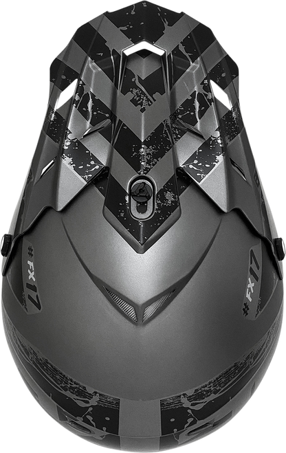 Bill's Exhausts AFX FX-17 motorcycle helmet in frost gray and matte black, medium size, with sleek aerodynamic design.