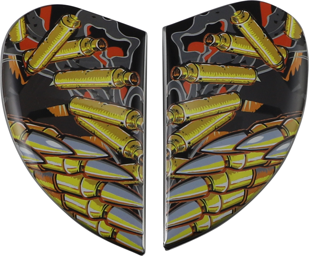 Silver ICON Airform™ Side Plates for Warthog helmet, helmet parts by Bill's Exhausts, showing detailed side plate design.