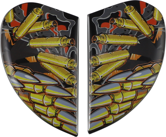 Silver ICON Airform™ Side Plates for Warthog helmet, helmet parts by Bill's Exhausts, showing detailed side plate design.