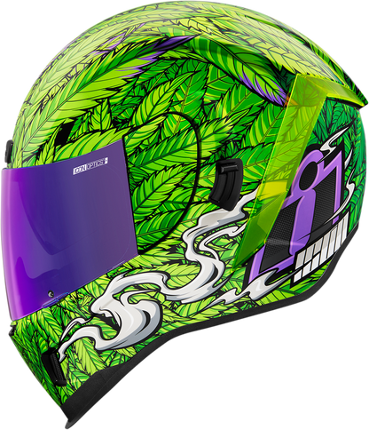 Bill's Exhausts ICON Airform™ Helmet in Ritemind Glow™ green, XL size, with sleek helmet design and vibrant green finish.