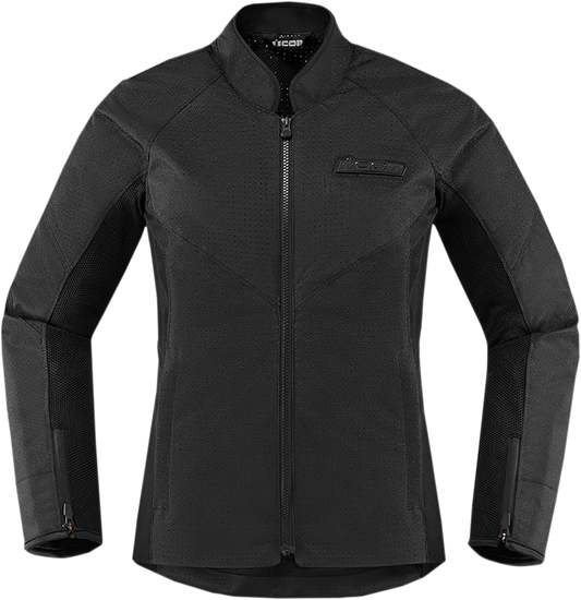 ICON Women's Hooligan Perf Jacket in Stealth color, size 3XL, featuring sleek design and stylish details, by Bill's Exhausts.