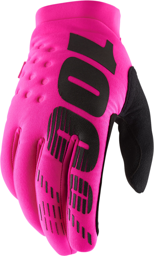 Bill's Exhausts neon pink 2XL Brisker gloves with textured fabric and adjustable wrist strap for a secure fit.