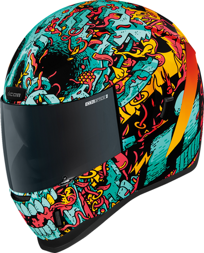 Blue ICON Airform™ Helmet Munchies edition with MIPS® safety technology, medium size, shown from the side view.