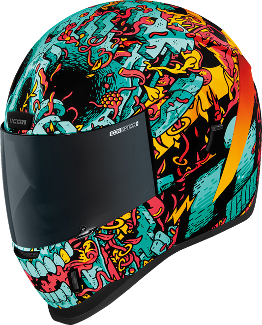 Blue ICON Airform™ Helmet Munchies with MIPS® technology, large size, designed for safety and comfort in motorcycle riding.