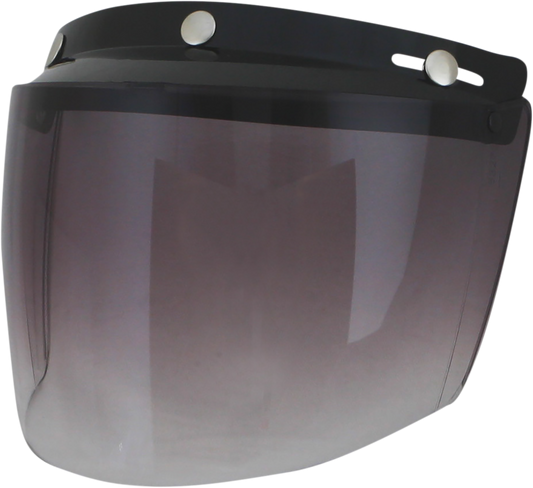Bill's Exhausts AFX Vintage 3-Snap Smoke Gradient Flip Shield for protective gear, showing the transparent smoke-colored visor