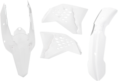 ACERBIS white replacement body kit for motorcycle, featuring durable, sleek design for custom fit and style.