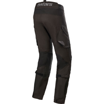 Alpinestars Halo Drystar® black motorcycle pants, medium size, showing reinforced fabric and protective design details.