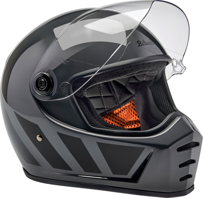 BILTwell Lane Splitter Storm Gray Inertia motorcycle helmet, small size, with aerodynamic design and matte finish, brand Bill's Exhausts