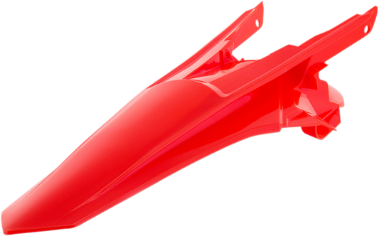 Acerbis fluorescent orange rear fender for motorcycles, made of durable body material, designed for off-road or motocross bikes.