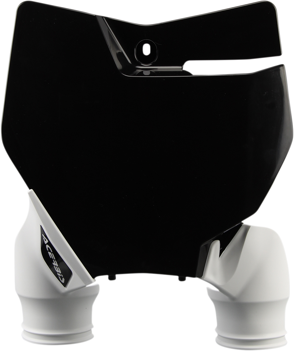 ACERBIS Raptor number plate in black and white, mounted on a vehicle body, designed for motorcycle or vehicle branding.