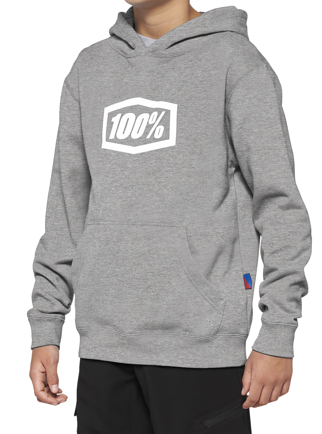 Gray Bill's Exhausts youth icon hoodie in XL, featuring a front pocket and hood with logo embroidery.