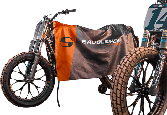 Bill's Exhausts SADDLEMEN Race Team Cover seat protection for motorcycle seats, with branded design and durable material.
