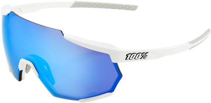 100% Racetrap Sunglasses - Matte White - Blue Mirror Lens 61037-000-75 - Howling Moto