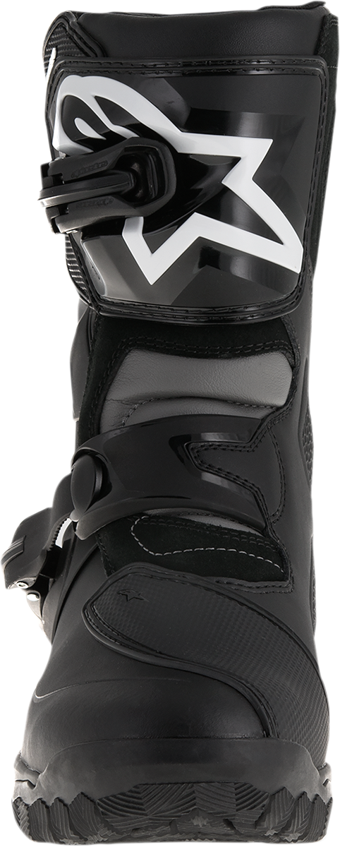 Alpinestars Belize Drystar® motorcycle boots in black, US size 11, with sturdy design and protective features.