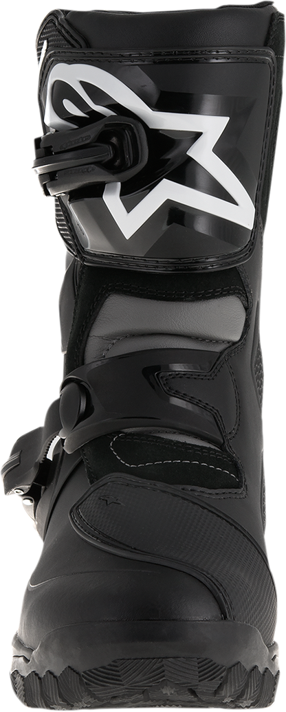 Alpinestars Belize Drystar® motorcycle boots in black, US size 11, with sturdy design and protective features.