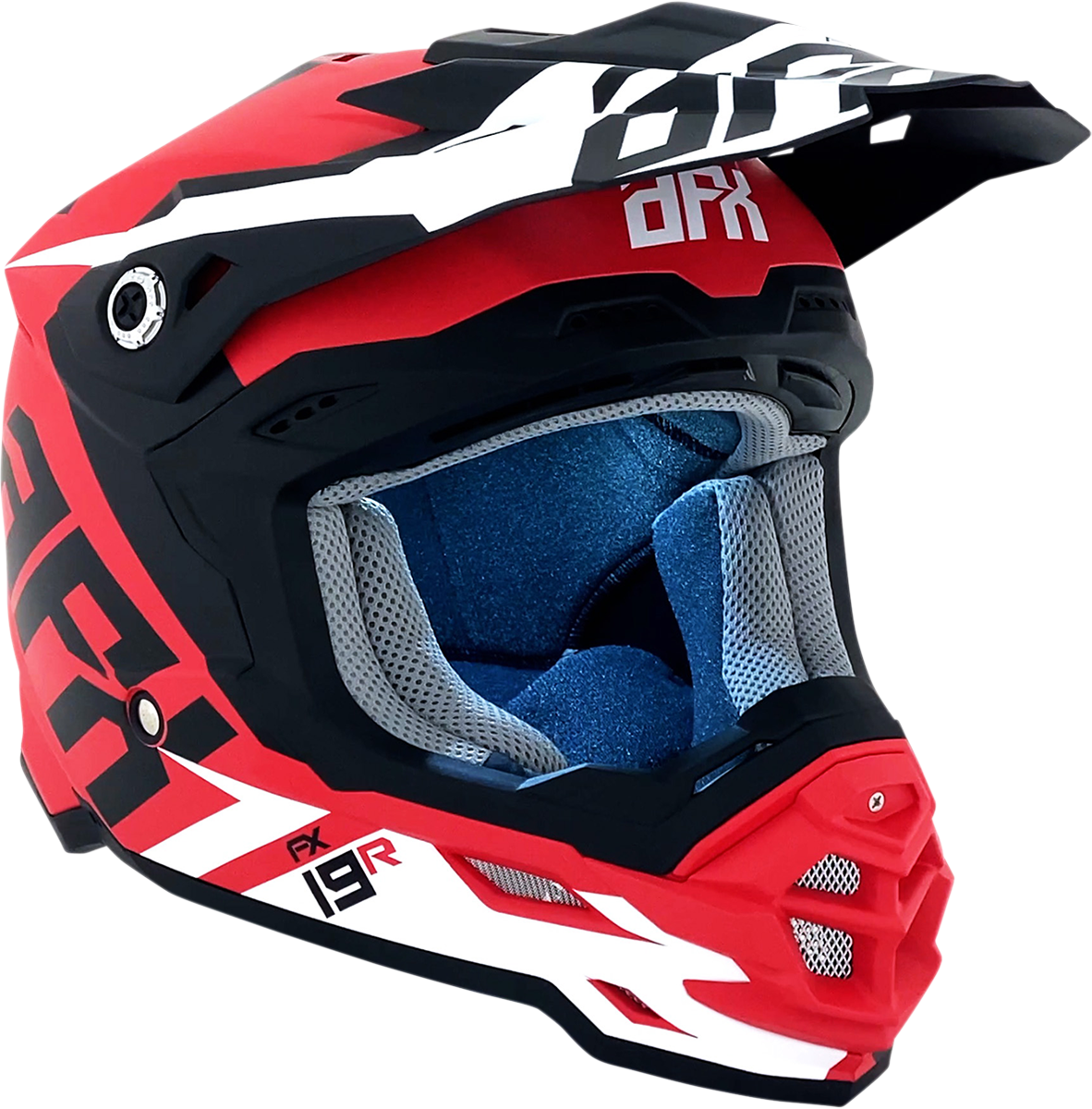 Matte red AFX FX-19R racing helmet in medium size, featuring aerodynamic design and ventilation for motorcycle racing.