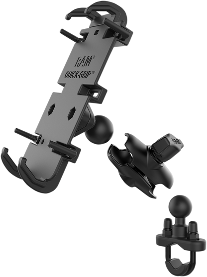 RAM MOUNTS XL Phone Mount with quick grip U-bolt base, designed for engine installation by Bill's Exhausts.