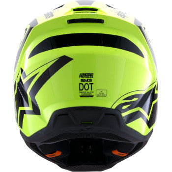 Alpinestars SM3 motorcycle helmet in gloss yellow fluo and black, small size, with aerodynamic design and ventilation features