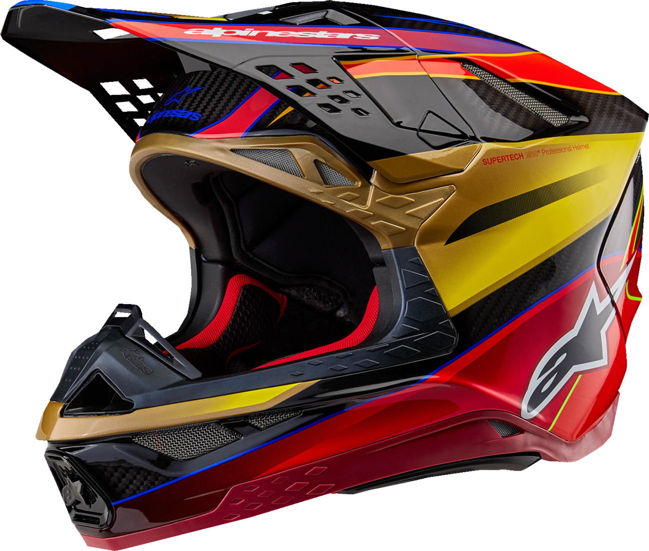 ALPINESTARS Supertech M10 Helmet Era MIPS gloss gold yellow red XS, motorcycle helmet with sleek design and vibrant colors.