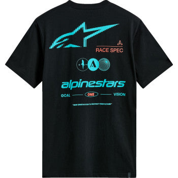 Black Bill's Exhausts ALPINESTARS Asym CSF T-Shirt in Medium, featuring the ALPINESTARS logo on the front.