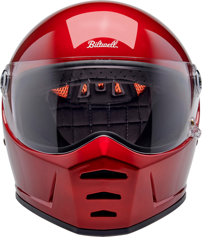 BILTWELL Lane Splitter motorcycle helmet in metallic cherry red, medium size, with sleek design and full face coverage.