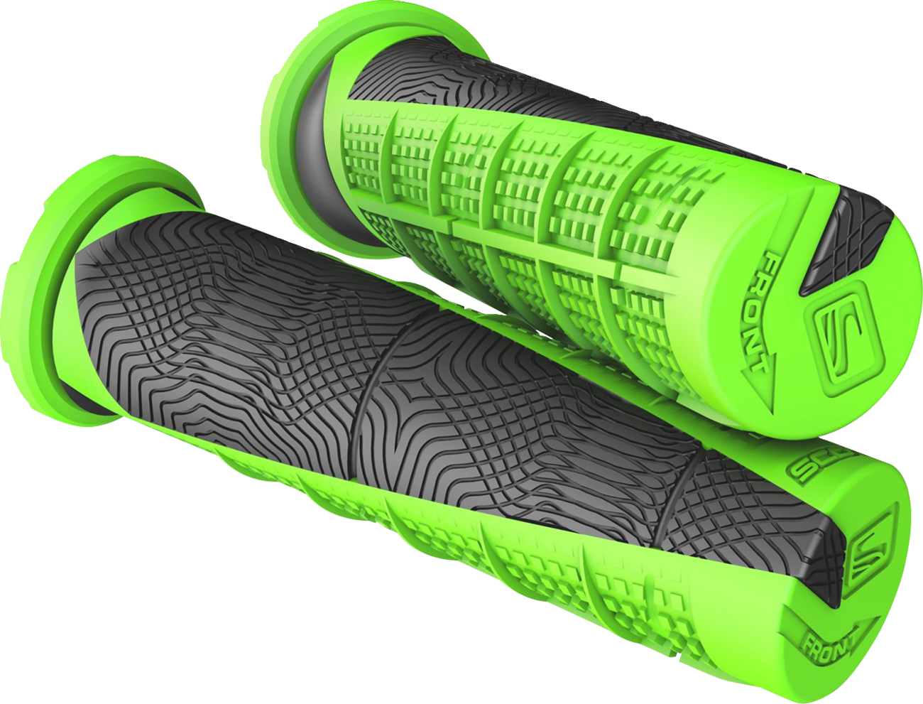 Scott Deuce ATV grips in black and neon green, designed for engine control and comfortable handling on off-road vehicles.