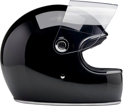 Gloss black BILTWELL Gringo S motorcycle helmet in XS size, featuring a sleek design with a smooth finish and secure chin strap.