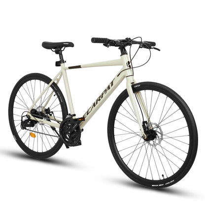 Hycline Ecarpat Druk 700x28C bicycle tire mounted on wheel, black rubber with tread pattern for road cycling.
