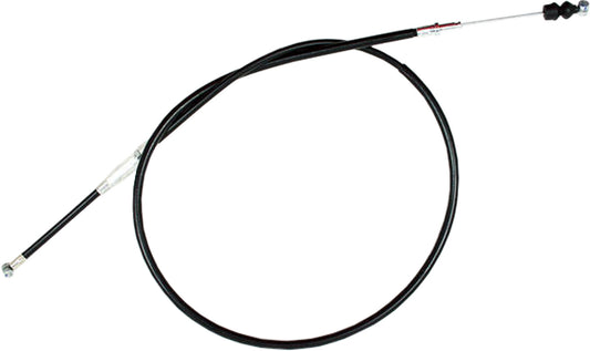 Motion Pro black vinyl clutch cable with chrome fittings and long-wound housing for motorcycle clutch control.