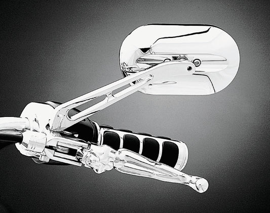 Kuryakyn Magnum Plus flat glass chrome mirror for Harley-Davidson motorcycles, showing a shiny chrome finish and mounting hardware.