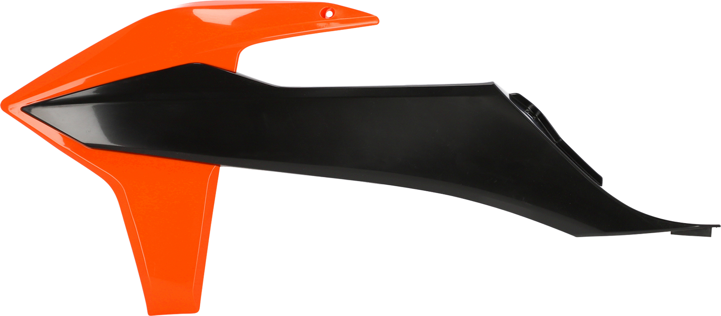 ACERBIS OEM Orange and Black radiator shrouds for 2016 models, designed for motorcycle body protection and style.