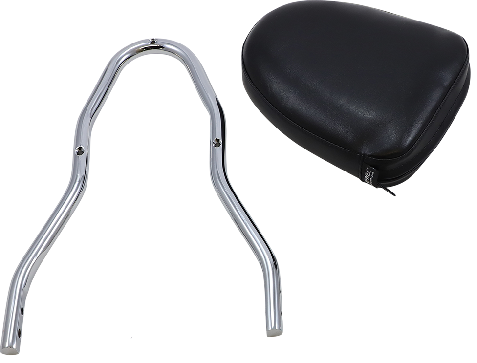Bill's Exhausts Show Chrome Sissy Bar Kit 53-440 installed on motorcycle engine for a stylish custom look