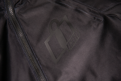 Bill's Exhausts ICON Airform Black Jacket in Small, front view showing lightweight material and sleek design.