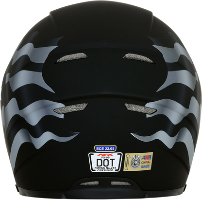 Bill's Exhausts AFX FX-99 helmet in stealth design with flag graphics, medium size, featuring a sleek motorcycle helmet style.