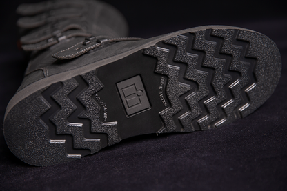 Black ICON Elsinore 2™ CE Boots by Bill's Exhausts, size 11, showing the sturdy leather construction and ankle support.