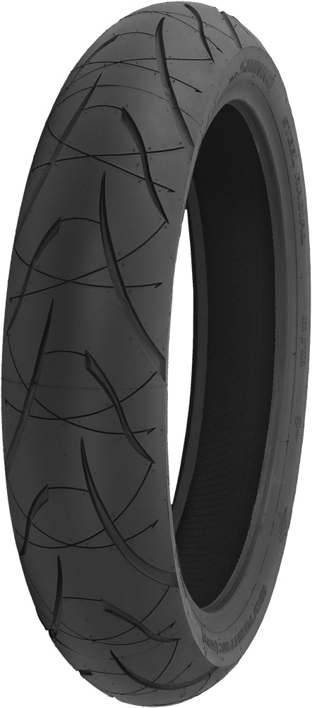SHINKO Verge 2x Front Tire 120/60ZR17 sport touring radial with steel belting, designed for motorcycle front wheels.