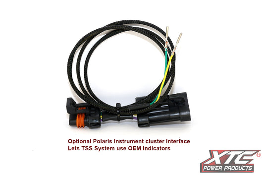 XTC Power Products TSS-POL-INS instrument cluster indicator upgrade installed in vehicle dashboard, showing upgraded indicator lights.