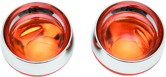 Kuryakyn Deep Dish Bezels with Amber Lenses for Honda and Kawasaki cruiser motorcycle models, part number 2268.