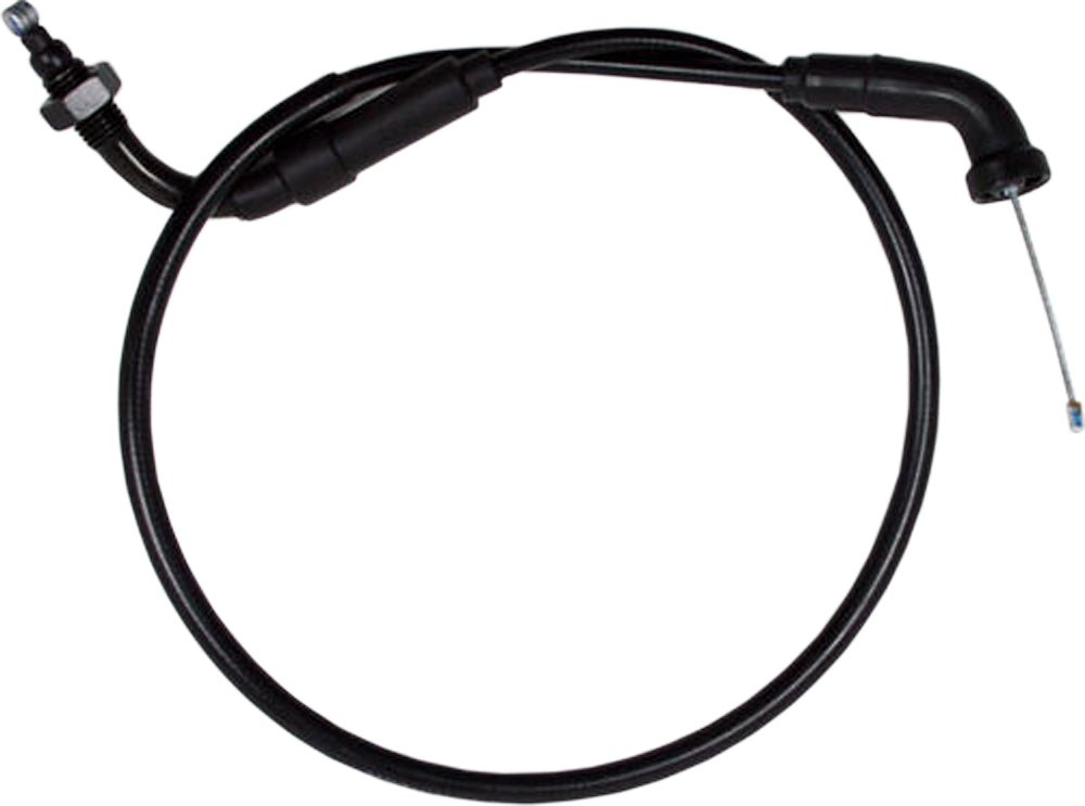 Black vinyl motorcycle throttle cable by MOTION PRO, model 02-0418, with metal fittings visible in the image.