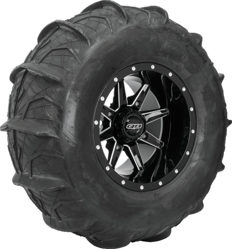 QuadBoss Slicer 14x10 PowerSports wheel with 4/156 bolt pattern and 5+6 offset, featuring a rugged black finish.