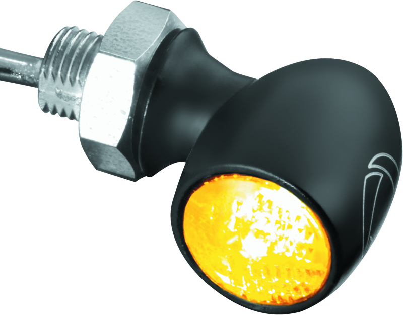 Kuryakyn Kellerman Atto smoke lens red run-brake light mounted on motorcycle with sleek compact design and clear branding.