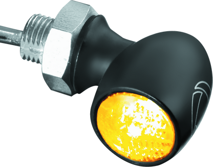 Kuryakyn Kellerman Atto smoke lens red run-brake light mounted on motorcycle with sleek compact design and clear branding.