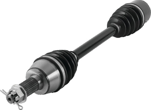 QuadBoss Polaris RZR 570 EFI front left replacement axle part #609387, showing the durable metal axle with splines and mounting ends.