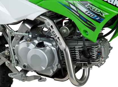 YOSHIMURA RS-2 UTV exhaust system with header, canister, and end cap components, showcasing polished metal parts and mounting points.